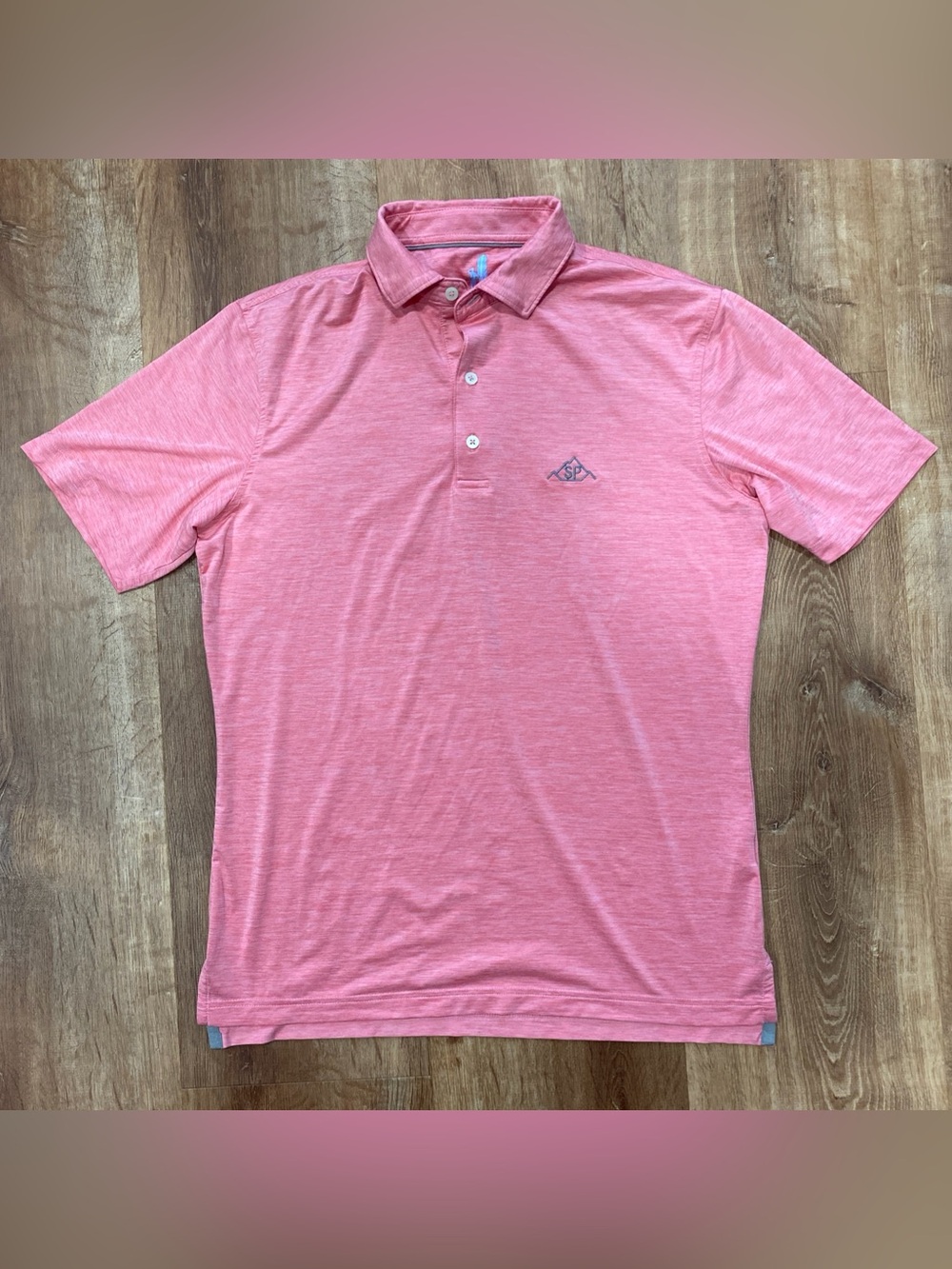 johnnie-O Featherweight Pink Heather Polo Shirt Mens Small Performance Golf